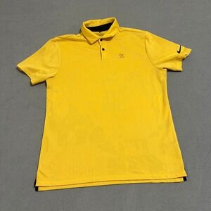 Nike Dri-Fit Golf Polo Shirt Collared Short Sleeve Stretch Yellow Mens Size M